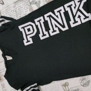 PINK Victoria's Secret Black Tee with White Accents